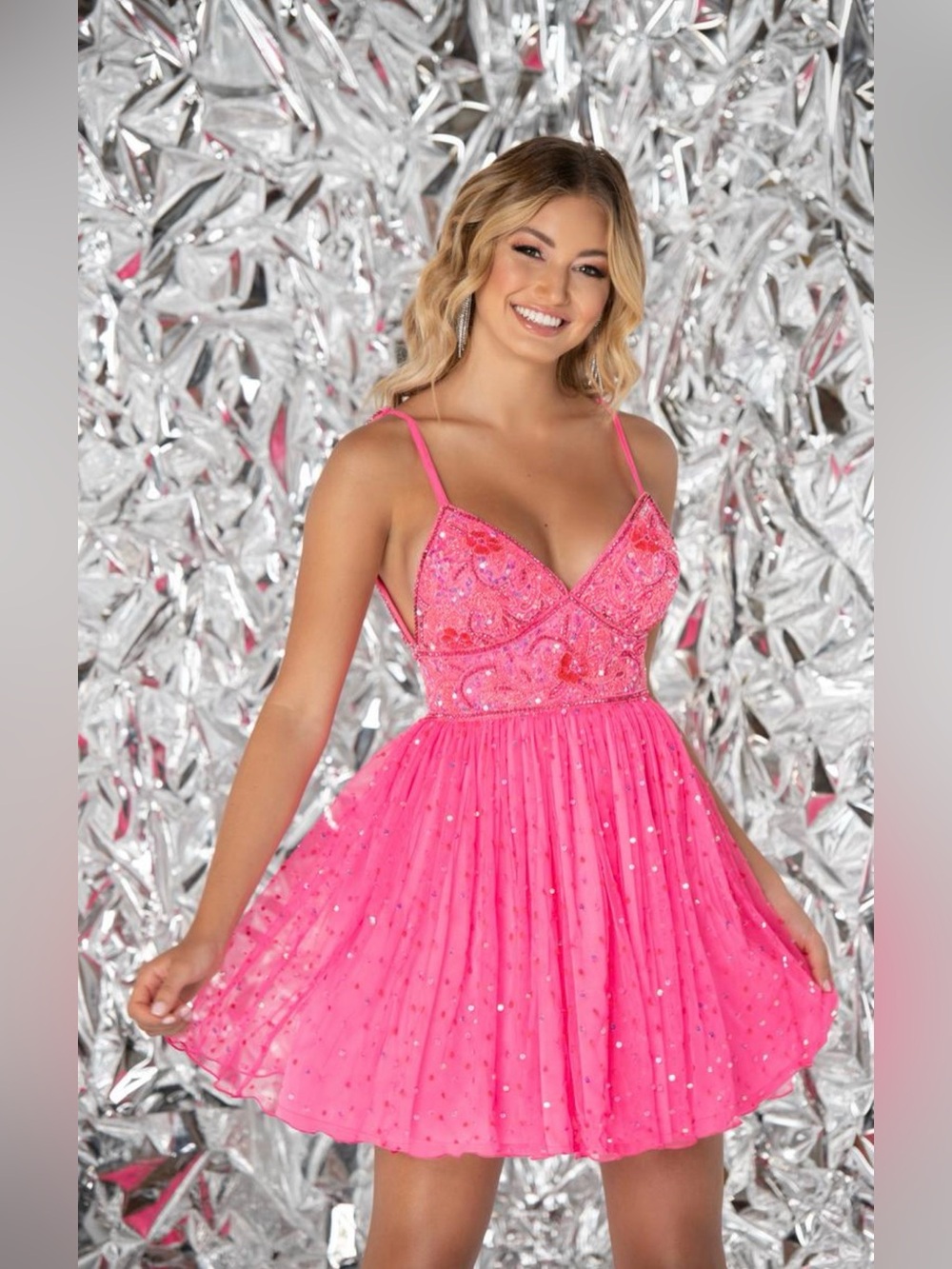Aleta 1064 Short Fitted Cocktail Beaded Prom Dress - Size 10